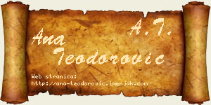 Ana Teodorović vizit kartica